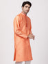 Vastramay Men's Orange Cotton Silk Blend Kurta