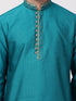 Vastramay Men's Blue Cotton Silk Blend Kurta