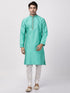 Vastramay Men's Green Cotton Silk Blend Kurta and Pyjama Set