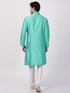 Vastramay Men's Green Cotton Silk Blend Kurta and Pyjama Set