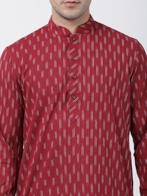 Vastramay Men's Maroon Pure Cotton Kurta