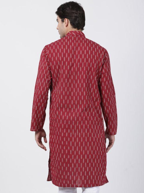 Vastramay Men's Maroon Pure Cotton Kurta