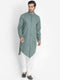 VASTRAMAY Men's Green Cotton Blend Kurta and Churidar Set