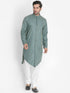 VASTRAMAY Men's Green Cotton Blend Kurta and Churidar Set