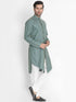 VASTRAMAY Men's Green Cotton Blend Kurta and Churidar Set