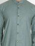 VASTRAMAY Men's Green Cotton Blend Kurta and Churidar Set