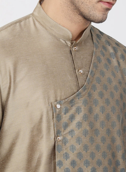 Vastramay Men's Copper-toned Cotton Silk Blend Kurta