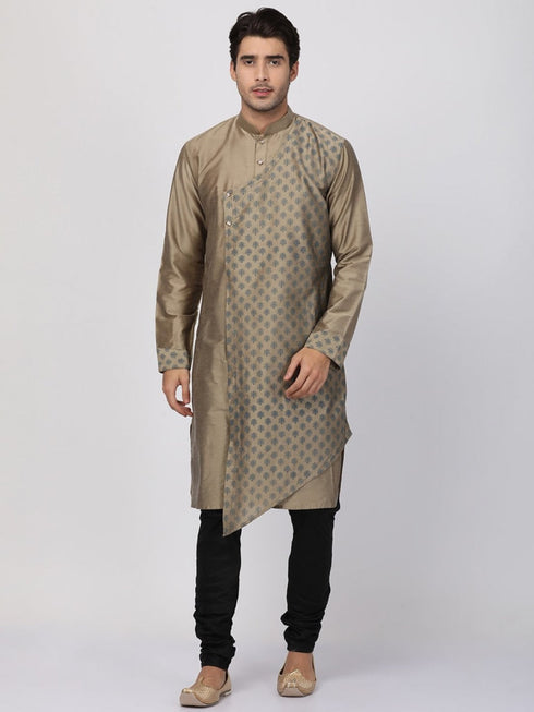 Vastramay Men's Copper-toned Cotton Silk Blend Kurta