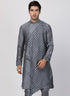 Vastramay Men's Grey Cotton Silk Blend Kurta