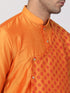 VASTRAMAY Men's Orange Cotton Silk Blend Kurta and Churidar Set