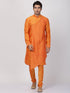 Vastramay Men's Orange Cotton Silk Blend Kurta