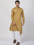 Vastramay Men's Beige Cotton Silk Blend Kurta