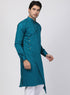 Vastramay Men's Blue Cotton Blend Kurta