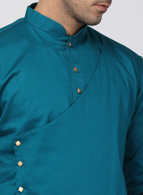 Vastramay Men's Blue Cotton Blend Kurta