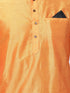 VASTRAMAY Men's Orange Cotton Blend Kurta and Churidar Set