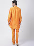 VASTRAMAY Men's Orange Cotton Blend Kurta and Churidar Set