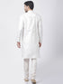 Vastramay Men's White Cotton Silk Blend Kurta and Churidar Set
