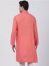 Vastramay Men's Pink Cotton Blend Kurta