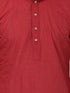 Vastramay Red Handloom Cotton Red and White Baap Beta Kurta Pyjama set