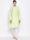 VASTRAMAY Men's Green Mix Cotton Kurta and Pyjama Set