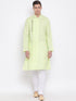 VASTRAMAY Men's Green Mix Cotton Kurta and Pyjama Set