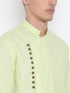 VASTRAMAY Men's Green Mix Cotton Kurta and Pyjama Set
