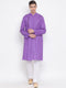 Vastramay Men's Purple Mix Cotton Kurta and Pyjama Set