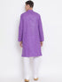 Vastramay Men's Purple Mix Cotton Kurta and Pyjama Set