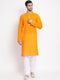 Vastramay Men's Orange Pure Cotton Kurta and Pyjama Set
