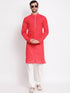 Vastramay Men's Pink Pure Cotton Kurta