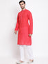 Vastramay Men's Pink Pure Cotton Kurta and Pyjama Set