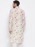Vastramay Men's Cream Cotton Blend Kurta