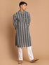 Vastramay Men's Black Pure Cotton Chikankari Kurta With Pant Set