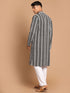 Vastramay Men's Black Pure Cotton Chikankari Kurta Pant With Prayer Cap