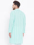 Vastramay Green Pure Cotton Chikankari Kurta Blend Baap Beta Set