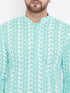 Vastramay Men's Green Pure Cotton Chikankari Kurta