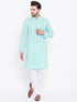 Vastramay Men's Green Pure Cotton Chikankari Kurta