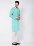 Vastramay Men's Green Pure Cotton Chikankari Kurta With Pant Set