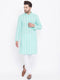 Vastramay Men's Green Pure Cotton Chikankari Kurta Pyjama Set