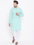 Vastramay Men's Green Pure Cotton Chikankari Kurta Pyjama Set