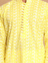 Vastramay Men's Mustard Pure Cotton Chikankari Kurta With Pant set