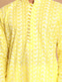 Vastramay Men's Mustard Pure Cotton Chikankari Kurta With Pant set