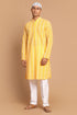 VASTRAMAY Men's Orange Pure Cotton Chikankari Kurta Pant With Prayer Cap