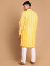 Vastramay Men's Orange Pure Cotton Chikankari Kurta Pant With Prayer Cap