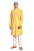 VASTRAMAY Men's Orange Pure Cotton Chikankari Kurta Pant With Prayer Cap