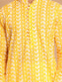 Vastramay Men's Orange Pure Cotton Chikankari Kurta Pant With Prayer Cap
