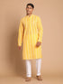 Vastramay Men's Orange Pure Cotton Chikankari Kurta With Pant set