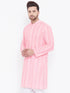Vastramay Men's Pink Pure Cotton Chikankari Kurta