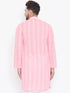 Vastramay Men's Pink Pure Cotton Chikankari Kurta