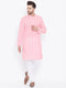 Vastramay Men's Pink Pure Cotton Chikankari Kurta Pyjama Set